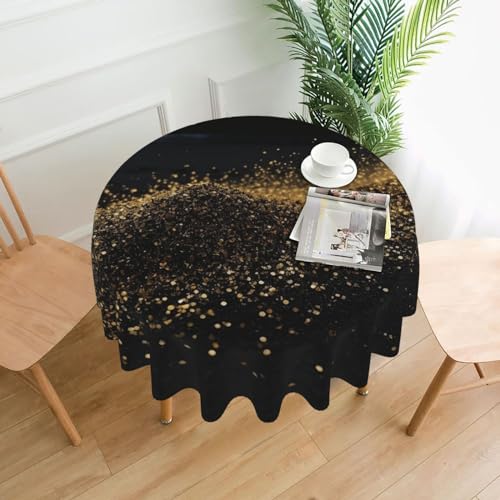 CSGJMYGS Tischdecke mit Sanddruck, auslaufsicher, dekorative Stoff-Tischdecke für Zuhause, Küche, Innen- und Außenbereich, Esstisch, 152,4 cm, goldfarben / Schwarz CSGJMYGS Tischdecke mit Sanddruck, auslaufsicher, dekorative Stoff-Tischdecke für Zuhause, Küche, Innen- und Außenbereich, Esstisch, 152,4 cm, goldfarben / Schwarz von CSGJMYGS