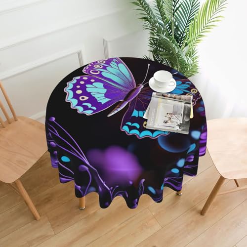 CSGJMYGS Tischdecke mit Schmetterlings- und Blumendruck, auslaufsicher, wasserfest, dekorative Stoff-Tischdecke für Zuhause, Küche, Innen- und Außenbereich, Esstisch, 152,4 cm, Violett CSGJMYGS Tischdecke mit Schmetterlings- und Blumendruck, auslaufsicher, wasserfest, dekorative Stoff-Tischdecke für Zuhause, Küche, Innen- und Außenbereich, Esstisch, 152,4 cm, Violett von CSGJMYGS