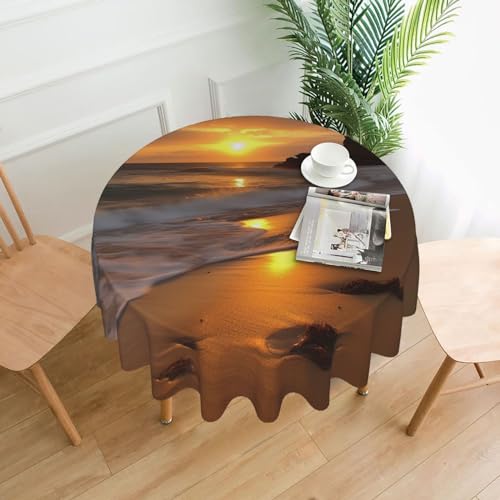 CSGJMYGS Tischdecke mit Sonnenaufgangs-Stranddruck, auslaufsicher, Wasser-Tischdecke, dekorativer Stoff, Tischdecke für Zuhause, Küche, Innen- und Außenbereich, Esstisch, 152,4 cm CSGJMYGS Tischdecke mit Sonnenaufgangs-Stranddruck, auslaufsicher, Wasser-Tischdecke, dekorativer Stoff, Tischdecke für Zuhause, Küche, Innen- und Außenbereich, Esstisch, 152,4 cm von CSGJMYGS
