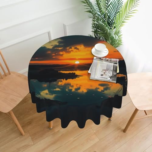CSGJMYGS Tischdecke mit Sonnenuntergangs-Aufdruck, auslaufsicher, wasserfest, dekorative Stoff-Tischdecke für Zuhause, Küche, Innen- und Außenbereich, Esstisch, 152,4 cm CSGJMYGS Tischdecke mit Sonnenuntergangs-Aufdruck, auslaufsicher, wasserfest, dekorative Stoff-Tischdecke für Zuhause, Küche, Innen- und Außenbereich, Esstisch, 152,4 cm von CSGJMYGS