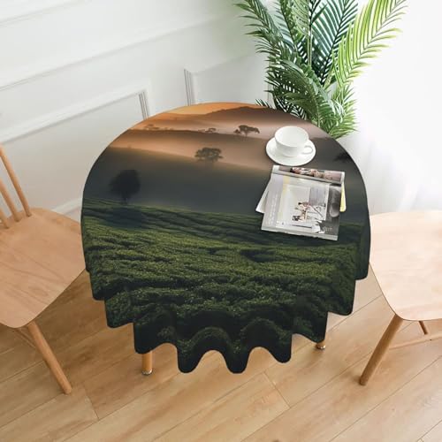 CSGJMYGS Tischdecke mit Teefelddruck, auslaufsicher, wasserfest, dekorative Stoff-Tischdecke für Zuhause, Küche, Innen- und Außenbereich, Esstisch, 152,4 cm CSGJMYGS Tischdecke mit Teefelddruck, auslaufsicher, wasserfest, dekorative Stoff-Tischdecke für Zuhause, Küche, Innen- und Außenbereich, Esstisch, 152,4 cm von CSGJMYGS