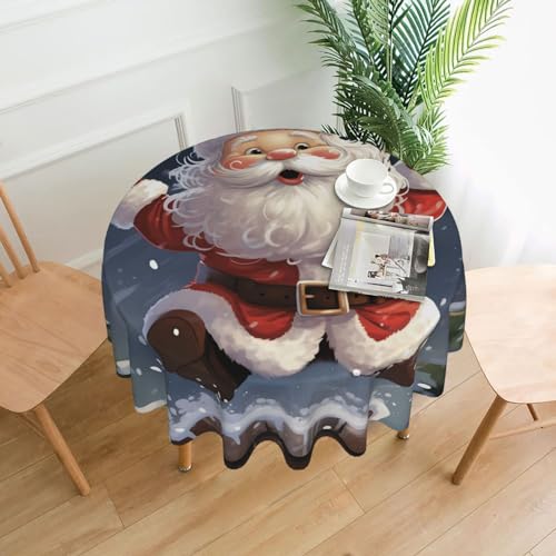 CSGJMYGS Tischdecke mit Weihnachtsmann-Motiv, auslaufsicher, wasserfest, dekorative Stoff-Tischdecke für Zuhause, Küche, Innen- und Außenbereich, Esstisch, 152,4 cm CSGJMYGS Tischdecke mit Weihnachtsmann-Motiv, auslaufsicher, wasserfest, dekorative Stoff-Tischdecke für Zuhause, Küche, Innen- und Außenbereich, Esstisch, 152,4 cm von CSGJMYGS