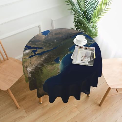 CSGJMYGS Tischdecke mit Weltraum-Motiv "View from Space America on the Day", auslaufsicher, wasserdicht, dekorative Stoff-Tischdecke für Zuhause, Küche, Innen- und Außenbereich, Esstisch, 152,4 cm von CSGJMYGS