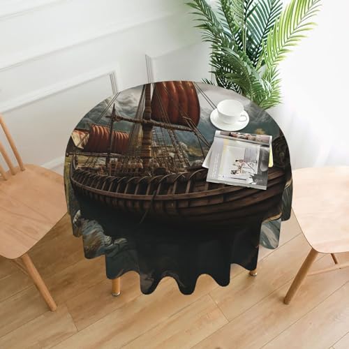 CSGJMYGS Tischdecke mit altem Wikinger-Boot-Druck, auslaufsicher, wasserfest, dekorative Stoff-Tischdecke für Zuhause, Küche, Innen- und Außenbereich, Esstisch, 152,4 cm CSGJMYGS Tischdecke mit altem Wikinger-Boot-Druck, auslaufsicher, wasserfest, dekorative Stoff-Tischdecke für Zuhause, Küche, Innen- und Außenbereich, Esstisch, 152,4 cm von CSGJMYGS