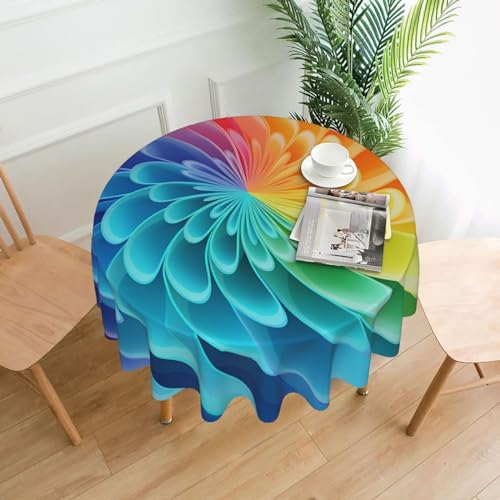 CSGJMYGS Tischdecke mit dynamischem Regenbogendruck, auslaufsicher, wasserfest, dekorative Stoff-Tischdecke für Zuhause, Küche, Innen- und Außenbereich, Esstisch, 152,4 cm CSGJMYGS Tischdecke mit dynamischem Regenbogendruck, auslaufsicher, wasserfest, dekorative Stoff-Tischdecke für Zuhause, Küche, Innen- und Außenbereich, Esstisch, 152,4 cm von CSGJMYGS