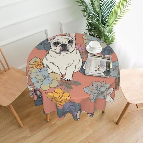 CSGJMYGS Tischdecke mit französischer Bulldogge, auslaufsicher, wasserfest, dekorative Stoff-Tischdecke für Zuhause, Küche, Innen- und Außenbereich, Esstisch, 152,4 cm CSGJMYGS Tischdecke mit französischer Bulldogge, auslaufsicher, wasserfest, dekorative Stoff-Tischdecke für Zuhause, Küche, Innen- und Außenbereich, Esstisch, 152,4 cm von CSGJMYGS