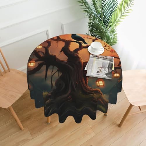 CSGJMYGS Tischdecke mit geheimnisvollem Baum-Vogel-Druck, auslaufsicher, wasserfest, dekorative Stoff-Tischdecke für Zuhause, Küche, Innen- und Außenbereich, Esstisch, 152,4 cm CSGJMYGS Tischdecke mit geheimnisvollem Baum-Vogel-Druck, auslaufsicher, wasserfest, dekorative Stoff-Tischdecke für Zuhause, Küche, Innen- und Außenbereich, Esstisch, 152,4 cm von CSGJMYGS