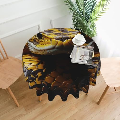 CSGJMYGS Tischdecke mit gelbem Schlangenmuster, auslaufsicher, wasserfest, dekorativer Stoff, Tischdecke für Zuhause, Küche, Innen- und Außenbereich, Esstisch, 152,4 cm CSGJMYGS Tischdecke mit gelbem Schlangenmuster, auslaufsicher, wasserfest, dekorativer Stoff, Tischdecke für Zuhause, Küche, Innen- und Außenbereich, Esstisch, 152,4 cm von CSGJMYGS