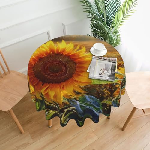 CSGJMYGS Tischdecke mit goldenem Sonnenblumen-Druck, auslaufsicher, Wasser-Tischdecke, dekorativer Stoff, Tischdecke für Zuhause, Küche, Innen- und Außenbereich, Esstisch, 152,4 cm CSGJMYGS Tischdecke mit goldenem Sonnenblumen-Druck, auslaufsicher, Wasser-Tischdecke, dekorativer Stoff, Tischdecke für Zuhause, Küche, Innen- und Außenbereich, Esstisch, 152,4 cm von CSGJMYGS