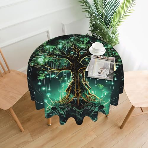 CSGJMYGS Tischdecke mit magischem grünen Baumdruck, auslaufsicher, wasserfest, dekorative Stoff-Tischdecke für Zuhause, Küche, Innen- und Außenbereich, Esstisch, 152,4 cm CSGJMYGS Tischdecke mit magischem grünen Baumdruck, auslaufsicher, wasserfest, dekorative Stoff-Tischdecke für Zuhause, Küche, Innen- und Außenbereich, Esstisch, 152,4 cm von CSGJMYGS