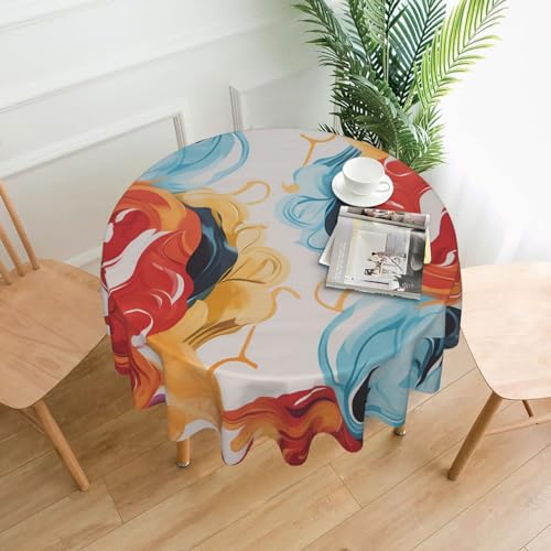 CSGJMYGS Tischdecke mit mehrfarbigem Druck, auslaufsicher, wasserfest, dekorativer Stoff, Tischdecke für Zuhause, Küche, Innen- und Außenbereich, Esstisch, 152,4 cm CSGJMYGS Tischdecke mit mehrfarbigem Druck, auslaufsicher, wasserfest, dekorativer Stoff, Tischdecke für Zuhause, Küche, Innen- und Außenbereich, Esstisch, 152,4 cm von CSGJMYGS