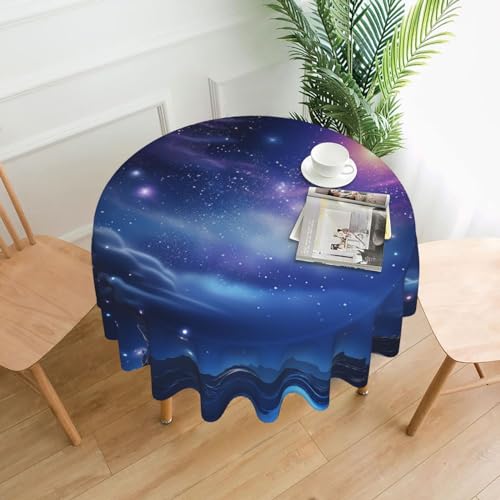 CSGJMYGS Tischdecke mit mysteriösem Sternen-Druck, auslaufsicher, wasserfest, dekorative Stoff-Tischdecke für Zuhause, Küche, Innen- und Außenbereich, Esstisch, 152,4 cm CSGJMYGS Tischdecke mit mysteriösem Sternen-Druck, auslaufsicher, wasserfest, dekorative Stoff-Tischdecke für Zuhause, Küche, Innen- und Außenbereich, Esstisch, 152,4 cm von CSGJMYGS