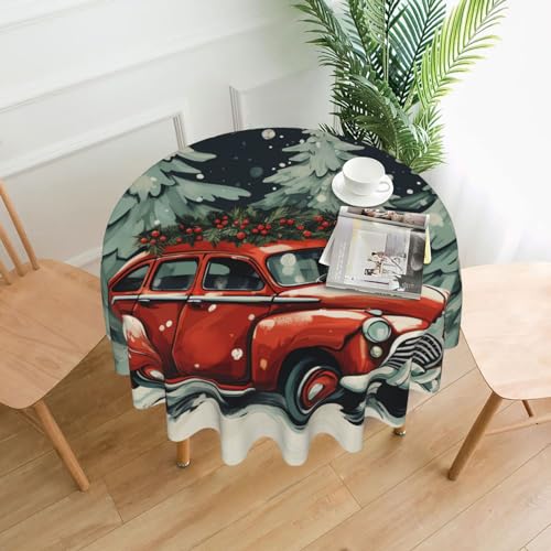 CSGJMYGS Tischdecke mit rotem Auto-Weihnachtsbaum-Druck, auslaufsicher, wasserfest, dekorative Stoff-Tischdecke für Zuhause, Küche, Innen- und Außenbereich, Esstisch, 152,4 cm CSGJMYGS Tischdecke mit rotem Auto-Weihnachtsbaum-Druck, auslaufsicher, wasserfest, dekorative Stoff-Tischdecke für Zuhause, Küche, Innen- und Außenbereich, Esstisch, 152,4 cm von CSGJMYGS