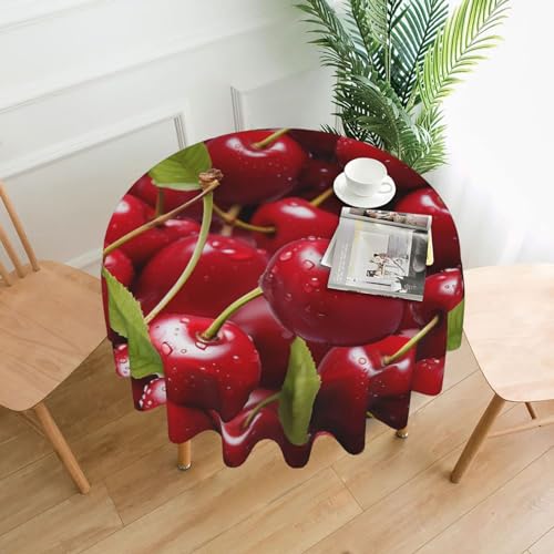 CSGJMYGS Tischdecke mit rotem Kirschenmuster, auslaufsicher, wasserfest, dekorative Stoff-Tischdecke für Zuhause, Küche, Innen- und Außenbereich, Esstisch, 152,4 cm CSGJMYGS Tischdecke mit rotem Kirschenmuster, auslaufsicher, wasserfest, dekorative Stoff-Tischdecke für Zuhause, Küche, Innen- und Außenbereich, Esstisch, 152,4 cm von CSGJMYGS