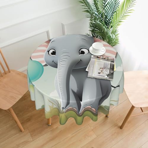 CSGJMYGS Tischdecke mit schönem Elefantenmuster, auslaufsicher, wasserfest, dekorative Stoff-Tischdecke für Zuhause, Küche, Innen- und Außenbereich, Esstisch, 152,4 cm von CSGJMYGS