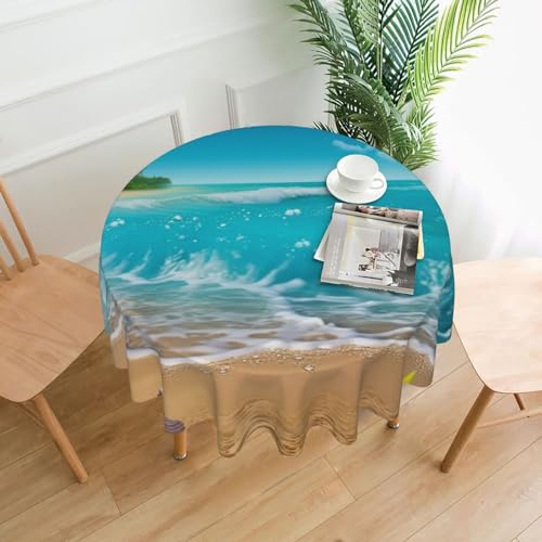 CSGJMYGS Tischdecke mit tropischem blauem Stranddruck, auslaufsicher, wasserfest, dekorative Stoff-Tischdecke für Zuhause, Küche, Innen- und Außenbereich, Esstisch, 152,4 cm CSGJMYGS Tischdecke mit tropischem blauem Stranddruck, auslaufsicher, wasserfest, dekorative Stoff-Tischdecke für Zuhause, Küche, Innen- und Außenbereich, Esstisch, 152,4 cm von CSGJMYGS