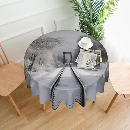 CSGJMYGS Tischdecke mit verschneiten Zugbahnen, auslaufsicher, wasserfest, dekorative Stoff-Tischdecke für Zuhause, Küche, Innen- und Außenbereich, Esstisch, 152,4 cm CSGJMYGS Tischdecke mit verschneiten Zugbahnen, auslaufsicher, wasserfest, dekorative Stoff-Tischdecke für Zuhause, Küche, Innen- und Außenbereich, Esstisch, 152,4 cm von CSGJMYGS