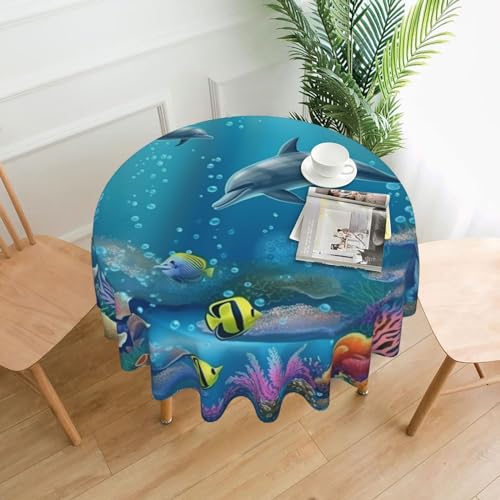 CSGJMYGS Underwater World Tischdecke mit Meereslebewesen-Druck, auslaufsicher, Wasser-Tischdecke, dekorativer Stoff, Tischdecke für Zuhause, Küche, Innen- und Außenbereich, Esstisch, 152,4 cm CSGJMYGS Underwater World Tischdecke mit Meereslebewesen-Druck, auslaufsicher, Wasser-Tischdecke, dekorativer Stoff, Tischdecke für Zuhause, Küche, Innen- und Außenbereich, Esstisch, 152,4 cm von CSGJMYGS