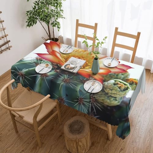 Csgjmygs Fresh Blooming Tischdecke mit Kaktusdruck, auslaufsicher, wasserfest, dekorative Stoff-Tischdecke für Zuhause, Küche, Innen- und Außenbereich, Esstisch, 137 x 183 cm Csgjmygs Fresh Blooming Tischdecke mit Kaktusdruck, auslaufsicher, wasserfest, dekorative Stoff-Tischdecke für Zuhause, Küche, Innen- und Außenbereich, Esstisch, 137 x 183 cm von CSGJMYGS