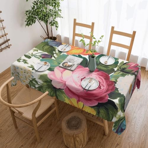 Csgjmygs Gartentischdecke mit Blumendruck, auslaufsicher, wasserfest, dekorative Stoff-Tischdecke für Zuhause, Küche, Innen- und Außenbereich, Esstisch, 137 x 183 cm Csgjmygs Gartentischdecke mit Blumendruck, auslaufsicher, wasserfest, dekorative Stoff-Tischdecke für Zuhause, Küche, Innen- und Außenbereich, Esstisch, 137 x 183 cm von CSGJMYGS