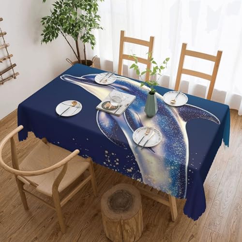 Csgjmygs Glitzernde Tischdecke mit Delfindruck, auslaufsicher, wasserfest, dekorative Stoff-Tischdecke für Zuhause, Küche, Innen- und Außenbereich, Esstisch, 137 x 183 cm Csgjmygs Glitzernde Tischdecke mit Delfindruck, auslaufsicher, wasserfest, dekorative Stoff-Tischdecke für Zuhause, Küche, Innen- und Außenbereich, Esstisch, 137 x 183 cm von CSGJMYGS