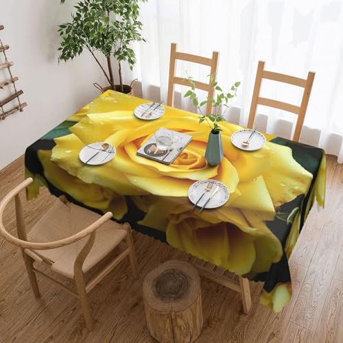 Csgjmygs Graceful Tischdecke mit gelbem Rosen-Blumendruck, auslaufsicher, wasserfest, dekorative Stoff-Tischdecke für Zuhause, Küche, Innen- und Außenbereich, Esstisch, 137 x 183 cm Csgjmygs Graceful Tischdecke mit gelbem Rosen-Blumendruck, auslaufsicher, wasserfest, dekorative Stoff-Tischdecke für Zuhause, Küche, Innen- und Außenbereich, Esstisch, 137 x 183 cm von CSGJMYGS