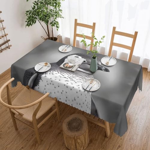 Csgjmygs Graue Tischdecke mit Pinguin-Druck, auslaufsicher, wasserfest, dekorative Stoff-Tischdecke für Zuhause, Küche, Innen- und Außenbereich, Esstisch, 137 x 183 cm Csgjmygs Graue Tischdecke mit Pinguin-Druck, auslaufsicher, wasserfest, dekorative Stoff-Tischdecke für Zuhause, Küche, Innen- und Außenbereich, Esstisch, 137 x 183 cm von CSGJMYGS