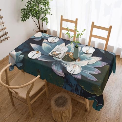 Csgjmygs Handbemalte Lotus-Tischdecke, auslaufsicher, wasserfest, dekorative Stoff-Tischdecke für Zuhause, Küche, Innen- und Außenbereich, Esstisch, 137 x 183 cm Csgjmygs Handbemalte Lotus-Tischdecke, auslaufsicher, wasserfest, dekorative Stoff-Tischdecke für Zuhause, Küche, Innen- und Außenbereich, Esstisch, 137 x 183 cm von CSGJMYGS