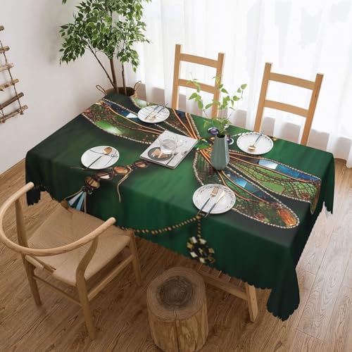 Csgjmygs Juwel Tischdecke mit Libellen-Druck, auslaufsicher, wasserfest, dekorative Stoff-Tischdecke für Zuhause, Küche, Innen- und Außenbereich, Esstisch, 137 x 183 cm Csgjmygs Juwel Tischdecke mit Libellen-Druck, auslaufsicher, wasserfest, dekorative Stoff-Tischdecke für Zuhause, Küche, Innen- und Außenbereich, Esstisch, 137 x 183 cm von CSGJMYGS