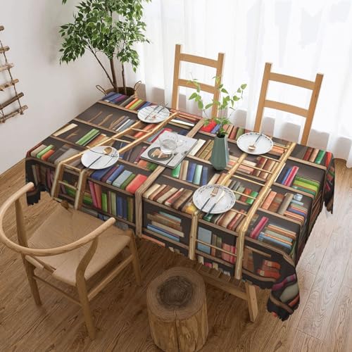Csgjmygs Lustige Bücherregal-Kollektion und Leiter-Druck, Tischdecke, auslaufsicher, Wasser-Tischdecke, dekorativer Stoff, Tischdecke für Zuhause, Küche, Innen- und Außenbereich, Esstisch, 137 x 183 Csgjmygs Lustige Bücherregal-Kollektion und Leiter-Druck, Tischdecke, auslaufsicher, Wasser-Tischdecke, dekorativer Stoff, Tischdecke für Zuhause, Küche, Innen- und Außenbereich, Esstisch, 137 x 183 von CSGJMYGS