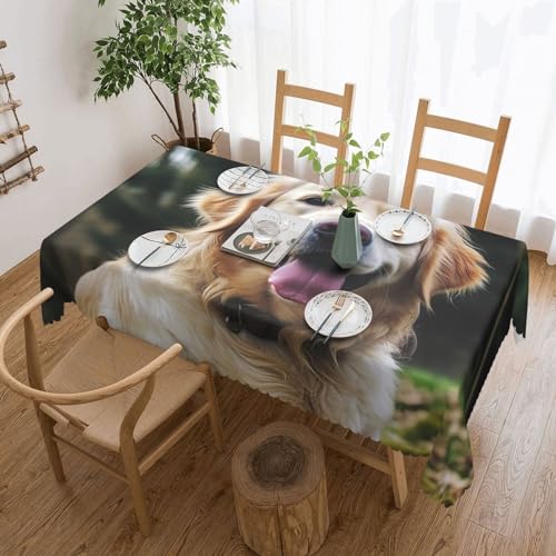 Csgjmygs Lustige Tischdecke mit Golden Retriever-Druck, auslaufsicher, wasserfest, dekorative Stoff-Tischdecke für Zuhause, Küche, Innen- und Außenbereich, Esstisch, 137 x 183 cm Csgjmygs Lustige Tischdecke mit Golden Retriever-Druck, auslaufsicher, wasserfest, dekorative Stoff-Tischdecke für Zuhause, Küche, Innen- und Außenbereich, Esstisch, 137 x 183 cm von CSGJMYGS
