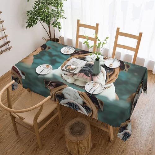 Csgjmygs Lustige Tischdecke mit englischer Bulldogge, auslaufsicher, wasserfest, dekorative Stoff-Tischdecke für Zuhause, Küche, Innen- und Außenbereich, Esstisch, 137 x 183 cm Csgjmygs Lustige Tischdecke mit englischer Bulldogge, auslaufsicher, wasserfest, dekorative Stoff-Tischdecke für Zuhause, Küche, Innen- und Außenbereich, Esstisch, 137 x 183 cm von CSGJMYGS