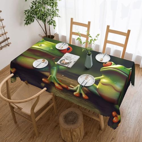 Csgjmygs Lustige Tischdecke mit grünem Frosch-Druck, auslaufsicher, wasserfest, dekorative Stoff-Tischdecke für Zuhause, Küche, Innen- und Außenbereich, Esstisch, 137 x 183 cm Csgjmygs Lustige Tischdecke mit grünem Frosch-Druck, auslaufsicher, wasserfest, dekorative Stoff-Tischdecke für Zuhause, Küche, Innen- und Außenbereich, Esstisch, 137 x 183 cm von CSGJMYGS