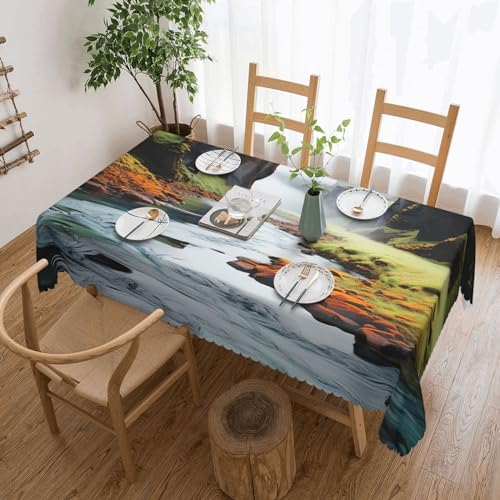 Csgjmygs Mehrfarbige Tischdecke mit Aufdruck "Nature Valley Rivers", auslaufsicher, wasserfest, dekorativer Stoff, Tischdecke für Zuhause, Küche, Innen- und Außenbereich, Esstisch, 137 x 183 cm Csgjmygs Mehrfarbige Tischdecke mit Aufdruck "Nature Valley Rivers", auslaufsicher, wasserfest, dekorativer Stoff, Tischdecke für Zuhause, Küche, Innen- und Außenbereich, Esstisch, 137 x 183 cm von CSGJMYGS