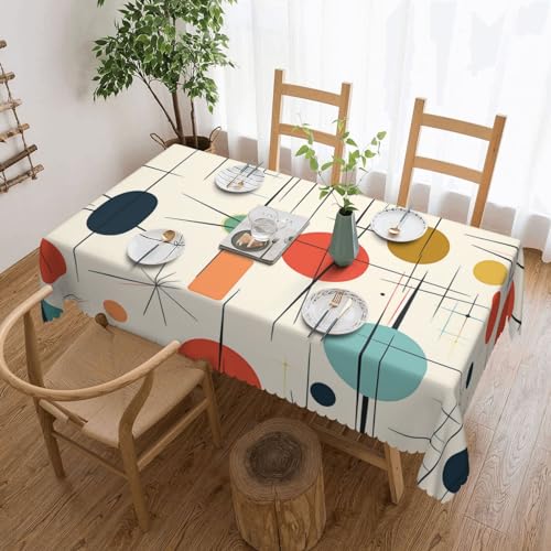 Csgjmygs Moderne Tischdecke mit Aufdruck der Mitte des Jahrhunderts, auslaufsicher, wasserfest, dekorative Stoff-Tischdecke für Zuhause, Küche, Innen- und Außenbereich, Esstisch, 137 x 183 cm von CSGJMYGS