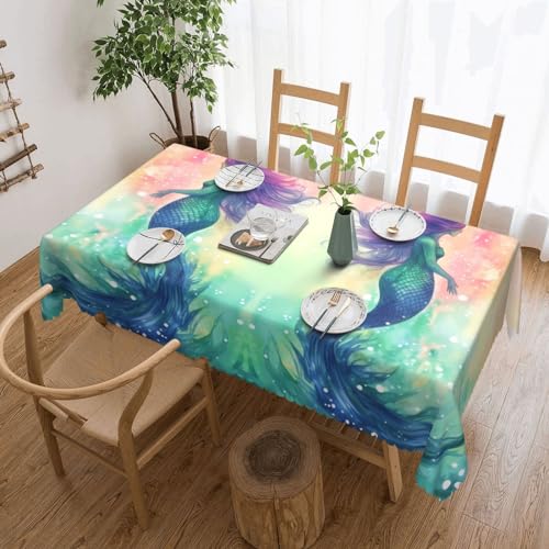 Csgjmygs Schöne Tischdecke mit Meerjungfrauenschwanz-Druck, auslaufsicher, wasserfest, dekorative Stoff-Tischdecke für Zuhause, Küche, Innen- und Außenbereich, Esstisch, 137 x 183 cm Csgjmygs Schöne Tischdecke mit Meerjungfrauenschwanz-Druck, auslaufsicher, wasserfest, dekorative Stoff-Tischdecke für Zuhause, Küche, Innen- und Außenbereich, Esstisch, 137 x 183 cm von CSGJMYGS