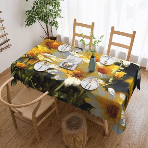 Csgjmygs Sommer-Tischdecke mit Gänseblümchen-Druck, auslaufsicher, wasserfest, dekorative Stoff-Tischdecke für Zuhause, Küche, Innen- und Außenbereich, Esstisch, 137 x 183 cm Csgjmygs Sommer-Tischdecke mit Gänseblümchen-Druck, auslaufsicher, wasserfest, dekorative Stoff-Tischdecke für Zuhause, Küche, Innen- und Außenbereich, Esstisch, 137 x 183 cm von CSGJMYGS