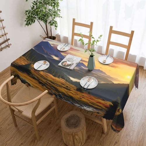 Csgjmygs Tischdecke, Motiv: Berg, Sonnenuntergang, Landschaft, auslaufsicher, wasserfest, dekorative Stoff-Tischdecke für Zuhause, Küche, Innen- und Außenbereich, Esstisch, 137 x 183 cm Csgjmygs Tischdecke, Motiv: Berg, Sonnenuntergang, Landschaft, auslaufsicher, wasserfest, dekorative Stoff-Tischdecke für Zuhause, Küche, Innen- und Außenbereich, Esstisch, 137 x 183 cm von CSGJMYGS