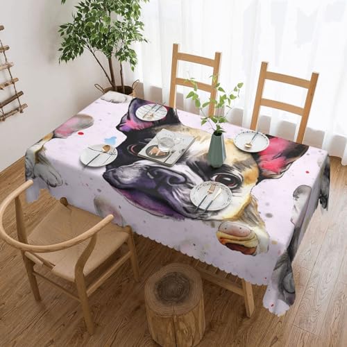 Csgjmygs Tischdecke, Motiv: Französische kleine Bulldogge, auslaufsicher, wasserfest, dekorativer Stoff, Tischdecke für Zuhause, Küche, Innen- und Außenbereich, Esstisch, 137 x 183 cm Csgjmygs Tischdecke, Motiv: Französische kleine Bulldogge, auslaufsicher, wasserfest, dekorativer Stoff, Tischdecke für Zuhause, Küche, Innen- und Außenbereich, Esstisch, 137 x 183 cm von CSGJMYGS