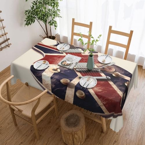 Csgjmygs Tischdecke, Motiv: Gitarre, britische Flagge, auslaufsicher, wasserfest, dekorative Stoff-Tischdecke für Zuhause, Küche, Innen- und Außenbereich, Esstisch, 137 x 183 cm Csgjmygs Tischdecke, Motiv: Gitarre, britische Flagge, auslaufsicher, wasserfest, dekorative Stoff-Tischdecke für Zuhause, Küche, Innen- und Außenbereich, Esstisch, 137 x 183 cm von CSGJMYGS
