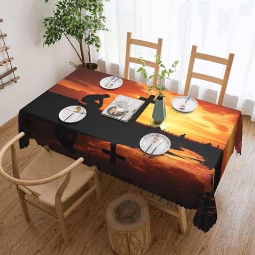Csgjmygs Tischdecke mit Aufdruck "People at Dusk", auslaufsicher, wassergeschützt, dekorativer Stoff, Tischdecke für Zuhause, Küche, Innen- und Außenbereich, Esstisch, 137 x 183 cm Csgjmygs Tischdecke mit Aufdruck "People at Dusk", auslaufsicher, wassergeschützt, dekorativer Stoff, Tischdecke für Zuhause, Küche, Innen- und Außenbereich, Esstisch, 137 x 183 cm von CSGJMYGS
