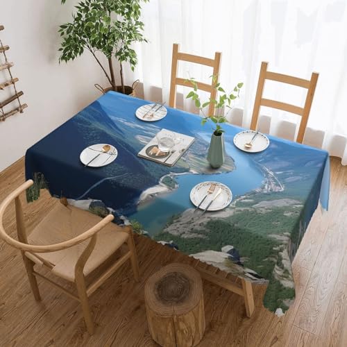 Csgjmygs Tischdecke mit Berg- und Flussdruck, auslaufsicher, wasserfest, dekorative Stoff-Tischdecke für Zuhause, Küche, Innen- und Außenbereich, Esstisch, 137 x 183 cm Csgjmygs Tischdecke mit Berg- und Flussdruck, auslaufsicher, wasserfest, dekorative Stoff-Tischdecke für Zuhause, Küche, Innen- und Außenbereich, Esstisch, 137 x 183 cm von CSGJMYGS