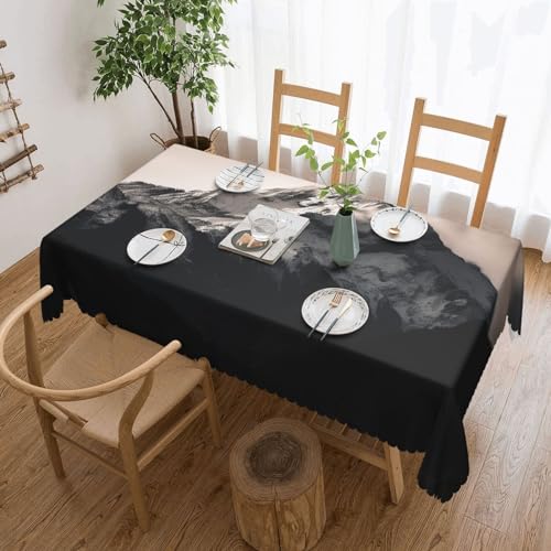 Csgjmygs Tischdecke mit Bergdruck, auslaufsicher, dekorative Stoff-Tischdecke für Zuhause, Küche, Innen- und Außenbereich, Esstisch, 137 x 183 cm, Weiß / Schwarz Csgjmygs Tischdecke mit Bergdruck, auslaufsicher, dekorative Stoff-Tischdecke für Zuhause, Küche, Innen- und Außenbereich, Esstisch, 137 x 183 cm, Weiß / Schwarz von CSGJMYGS