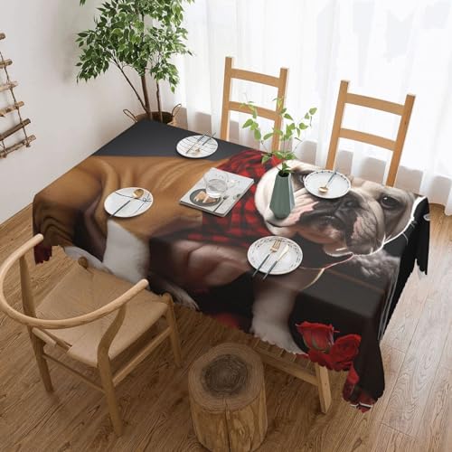 Csgjmygs Tischdecke mit Bulldoggen-Motiv, auslaufsicher, wasserfest, dekorative Stoff-Tischdecke für Zuhause, Küche, Innen- und Außenbereich, Esstisch, 137 x 183 cm Csgjmygs Tischdecke mit Bulldoggen-Motiv, auslaufsicher, wasserfest, dekorative Stoff-Tischdecke für Zuhause, Küche, Innen- und Außenbereich, Esstisch, 137 x 183 cm von CSGJMYGS