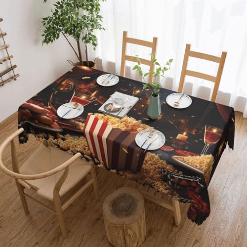 Csgjmygs Tischdecke mit Filmabend, Partydruck, auslaufsicher, Wassertischdecke, dekorativer Stoff, Tischdecke für Zuhause, Küche, Innen- und Außenbereich, Esstisch, 137 x 183 cm Csgjmygs Tischdecke mit Filmabend, Partydruck, auslaufsicher, Wassertischdecke, dekorativer Stoff, Tischdecke für Zuhause, Küche, Innen- und Außenbereich, Esstisch, 137 x 183 cm von CSGJMYGS