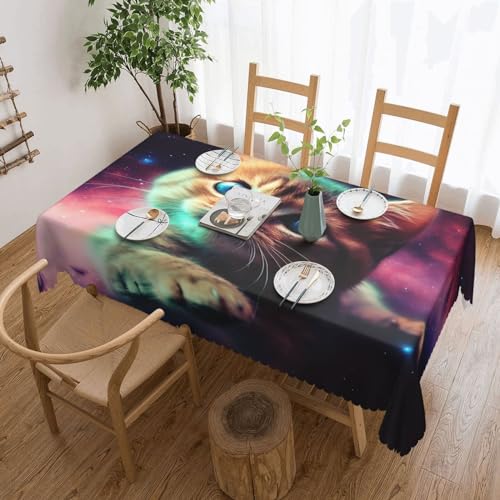 Csgjmygs Tischdecke mit Galaxie-Katzen-Motiv, auslaufsicher, wassergeschützt, dekorativer Stoff, Tischdecke für Zuhause, Küche, Innen- und Außenbereich, Esstisch, 137 x 183 cm Csgjmygs Tischdecke mit Galaxie-Katzen-Motiv, auslaufsicher, wassergeschützt, dekorativer Stoff, Tischdecke für Zuhause, Küche, Innen- und Außenbereich, Esstisch, 137 x 183 cm von CSGJMYGS