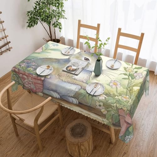 Csgjmygs Tischdecke mit Garten-Hasen-Druck, auslaufsicher, wasserfest, dekorative Stoff-Tischdecke für Zuhause, Küche, Innen- und Außenbereich, Esstisch, 137 x 183 cm Csgjmygs Tischdecke mit Garten-Hasen-Druck, auslaufsicher, wasserfest, dekorative Stoff-Tischdecke für Zuhause, Küche, Innen- und Außenbereich, Esstisch, 137 x 183 cm von CSGJMYGS