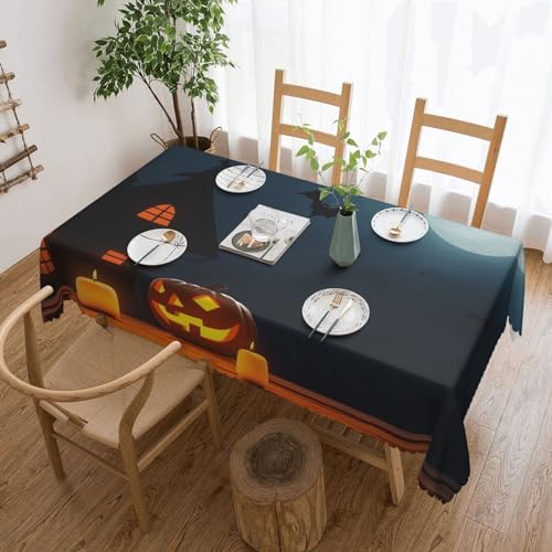 Csgjmygs Tischdecke mit Halloween-Nachtdruck, auslaufsicher, wasserfest, dekorative Stoff-Tischdecke für Zuhause, Küche, Innen- und Außenbereich, Esstisch, 137 x 183 cm von CSGJMYGS