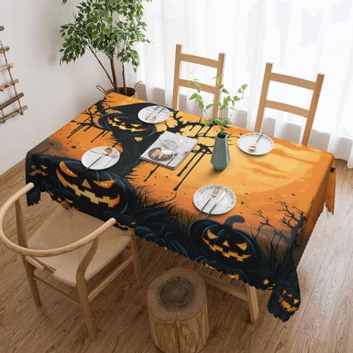 Csgjmygs Tischdecke mit Halloween-Partydruck, auslaufsicher, wasserfest, dekorativer Stoff, Tischdecke für Zuhause, Küche, Innen- und Außenbereich, Esstisch, 137 x 183 cm, Orange Csgjmygs Tischdecke mit Halloween-Partydruck, auslaufsicher, wasserfest, dekorativer Stoff, Tischdecke für Zuhause, Küche, Innen- und Außenbereich, Esstisch, 137 x 183 cm, Orange von CSGJMYGS
