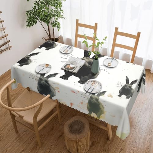 Csgjmygs Tischdecke mit Hasen-Motiv in verschiedenen Posen, auslaufsicher, wasserfest, dekorative Stoff-Tischdecke für Zuhause, Küche, Innen- und Außenbereich, Esstisch, 137 x 183 cm Csgjmygs Tischdecke mit Hasen-Motiv in verschiedenen Posen, auslaufsicher, wasserfest, dekorative Stoff-Tischdecke für Zuhause, Küche, Innen- und Außenbereich, Esstisch, 137 x 183 cm von CSGJMYGS